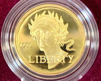 1988 US Mint Olympic Coin Gold $5 and Silver $1 Proof Set

