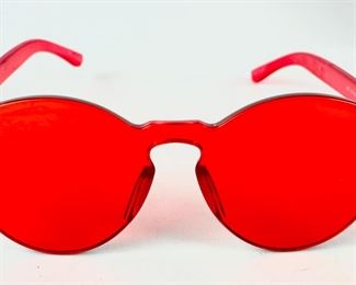 Retro Red Translucent Hipster Sunglasses
