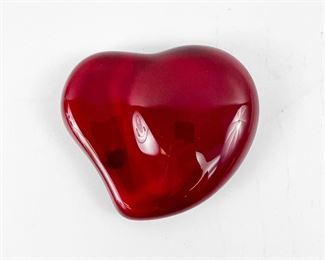 Tiffany & Co Red Crystal Heart Paperweight Made In Japan
