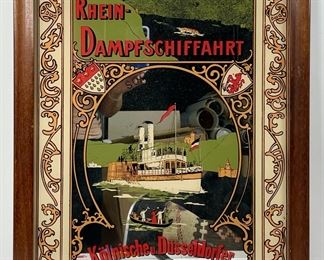 German Advertising Rhein Dampfschiffahrt Boat Mirror

