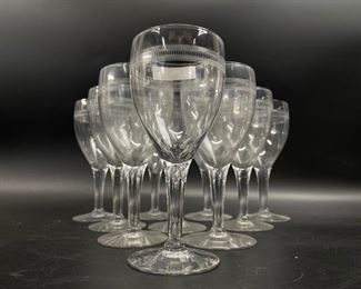 Fancy Fostoria Lunar CRYSTAL GLASS WINE GOBLETS set of 10
