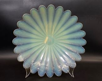 MURANO YALOS Casa glass YELLOW OPALESCENT BOWL CENTERPIECE Polish pontil
