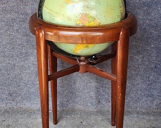 Vintage Replogle Art Deco Mid Century Modern Lighted Library Globe on stand Super Cool!
