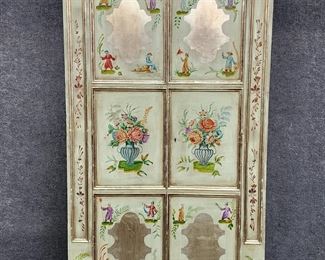 Lovely Antique Painted 2 Door Footed Cabinet Chinoiserie Design with Urns and Flowers
