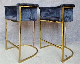 Milo Bauman Style Hollywood Regency Barstools
