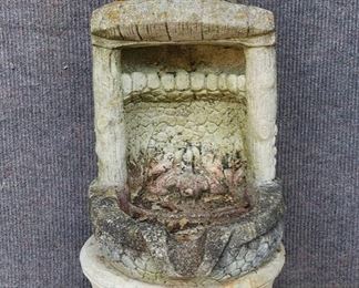 Antique Cement Little Boy on Pedestal great patina
