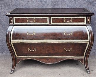 Lovely Leather Wrapped Commode Chest of Drawers Wall papered drawers
