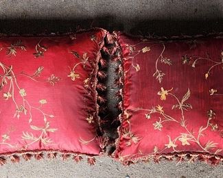 Pair Fancy Silk Accent Pillows with Silk
