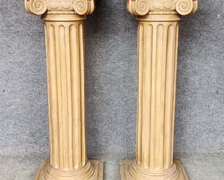 Pair faux Wood Decorative Tall Column Pedestals
