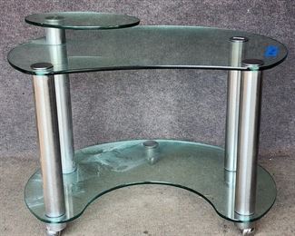 Mid Century Modern glass & Brushed Aluminum Desk Table
