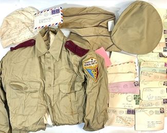 Military Cadet Corps 7th Day Adventist Medical Corps Uniform Shirt & Caps With Vintage 1950s Airmailed Envelopes & Letters Sent to Stations in Escondido CA, Fresno CA, Frederick OK, Fort Miley Kansas, & Munich Germany
