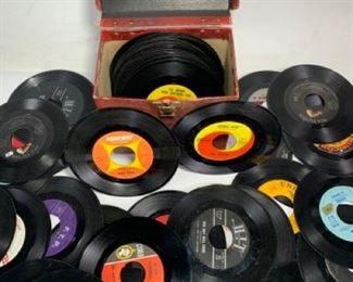 Vintage Deccafile Of 45 Rpm Vinyl Records - Steve Lawrence, Anita Bryant, Lou Christie, Chubby Checker, Percy Faith, Roy Orbison, and More
