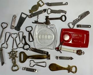 Collection of Vintage Bottle Openers and Ash Trays
