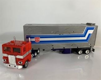 Vintage 1982 Takara Optimus Prime Transformers Battle Convoy Truck and Trailer - In Used Condition, Back Gate Missing

