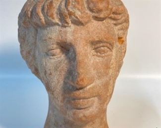 Vintage Terracotta Greek God Head Bust
