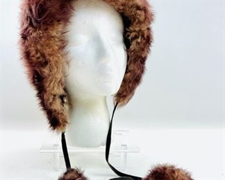 Sophisticated Mr. John New York Paris Fur Hat Cap W/Pompom Made In Italy
