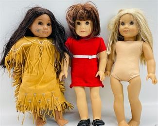 American Girl Dolls Lot Pf 3 In Good Preowned Condition
