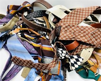 Perry Ellis Portfolio, Canali, Robert Talbott, Strawbridge Clothier, IKE Behar, And Many Other Brands Assorted Tie And Belt Lot
