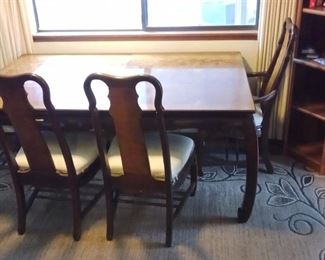 ASIAN INSPIRED DINING TABLE AND SIX CHAIRS