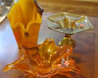 ART GLASS VASE AND MURANO BOWL