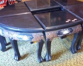 JAPANESE BLACK LACQUER OCCASIONAL TABLE SET