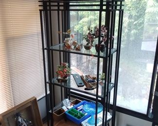 Modern wrought iron and glass shelf