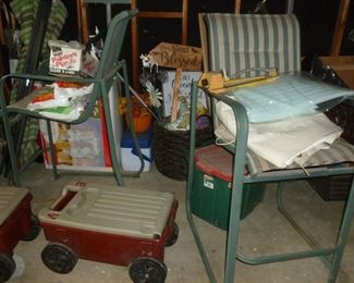 Pair of patio chairs, etc