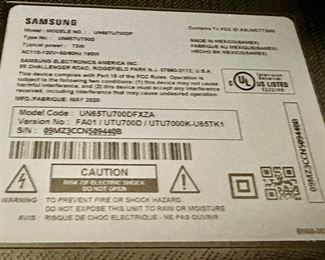 65" Samsung Crystal UHD 7 Series HDTV, Smart and WiFi with Stand, Remote Control and Manual.  Works great and excellent picture.