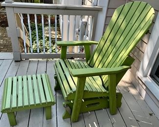 Lime Green Adirondack Rocker Chair with Ottoman
