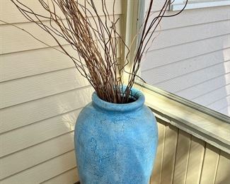 Beautiful Blue Vase at 32" Tall with Twigs Included.
