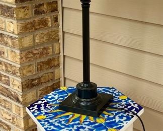 Restoration Hardware Table Lamp and Very Cool Hexagon table with Starburst Top Made In Italy