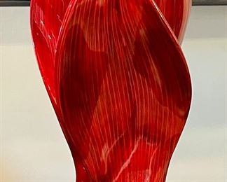 Striking Sculpture in Wood or Composite with Lacquer Red representing a Flame.