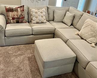 Ethan Allen 4pc Spencer Sectional Sofa with Ottoman. Currently on Ethan Allen Website at $8,910.00 plus $800.00 for Ottoman. Less than 3 years old in Excellent Condition.  Beautiful Contemporary and Great Size for any Living Room or Family Room.