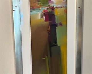 Michael McKee Abstract Original Art, Signed by Artist and Framed.  Image Size 36" H x 9" W.  