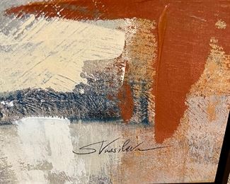 Abstract Embellished Giclee' on Canvas with Black Frame by S. Vasileva