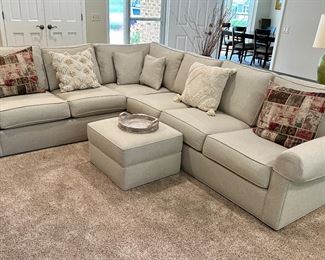 Ethan Allen 4pc Spencer Sectional Sofa with Ottoman. Currently on Ethan Allen Website at $8,910.00 plus $800.00 for Ottoman. Less than 3 years old in Excellent Condition.  Beautiful Contemporary and Great Size for any Living Room or Family Room.