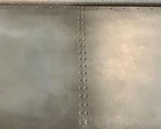 Ethan Allen Bruckner Metal-Top Console Table. 60.5" W x 18" D x 30"H.  Currently on Ethan Allen Web Site at $1970.00.  Crafted in Solid Rubberwood Frame and Zinc top with Brass Nail Heads for Industrial Look.