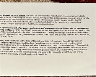 Unique Original John Wayne Jackson "Amazon Water Lily" in Resin Fusion.  Very well known artist. 42" H X 28" W.  Very Heavy Wall Art.