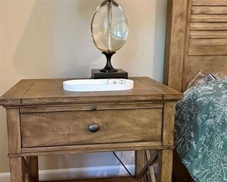 1 of 2 Ethan Allen Alec X Night Stand or Side Table with the Drake Louver King Platform Bed Frame