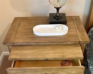 1 of 2 Ethan Allen Alec X Night Stand or Side Table with the Drake Louver King Platform Bed Frame