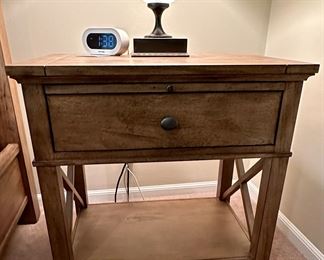 1 of 2 Ethan Allen Alec X Night Stand or Side Table with the Drake Louver King Platform Bed Frame