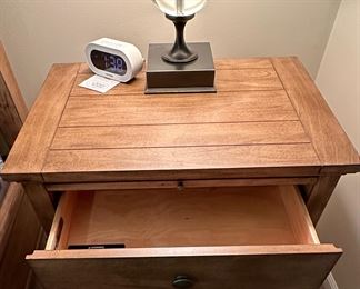 1 of 2 Ethan Allen Alec X Night Stand or Side Table with the Drake Louver King Platform Bed Frame