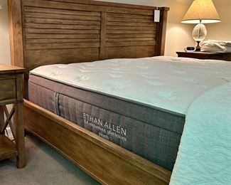 Ethan Allen Drake Louver King Platform Bed Frame with Alex X Night Tables and Ethan Allen Signature Platinum Plus King Mattress (Selling Separately)