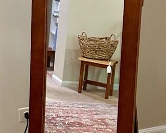 Free-Standing Full Length Mirror with Wood Frame 