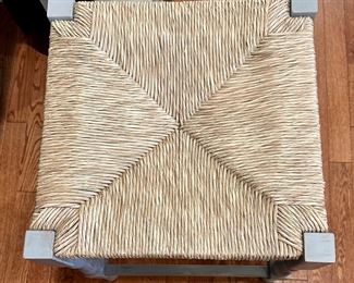 Distressed Gray Wood Bench with Rush Seat. Great Accent Piece.