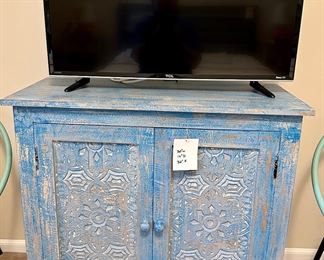 Very Cool Blue Shabby Chic 2 Door Accent Cabinet.
