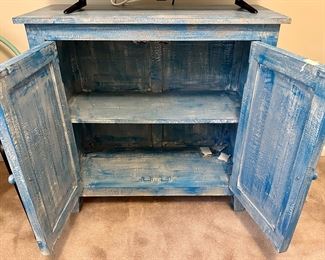 Very Cool Blue Shabby Chic 2 Door Accent Cabinet.