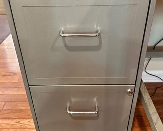 Gray 2 Drawer Filing Cabinet with Casters and keys
