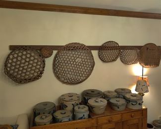 Early American crocks and baskets