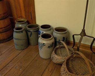 Early American crocks and baskets